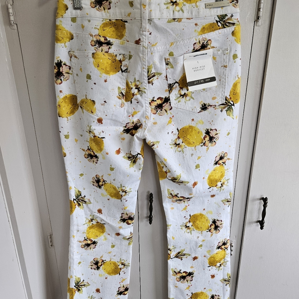 NWT Anthropologie High Rise Bootcut White/yellow jeans Size 29 - Picture 10 of 11